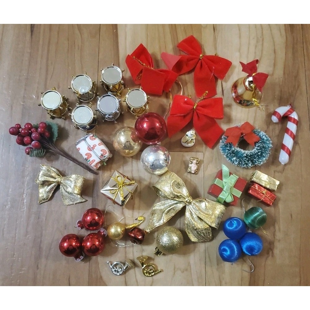 Mixed Lot Vintage Christmas Miniatures Ornaments Decor Wreath Making